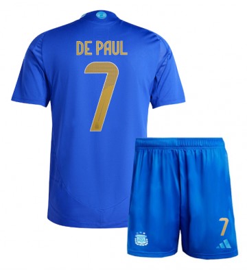 Argentina Rodrigo De Paul #7 Replika Babytøj Udebanesæt Børn Copa America 2024 Kortærmet (+ Korte bukser)